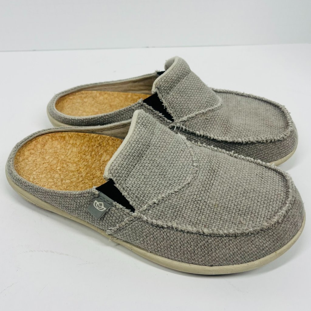 Spenco Siesta Women's Light Gray Canvas Flat Slide W/ Orthodic Support